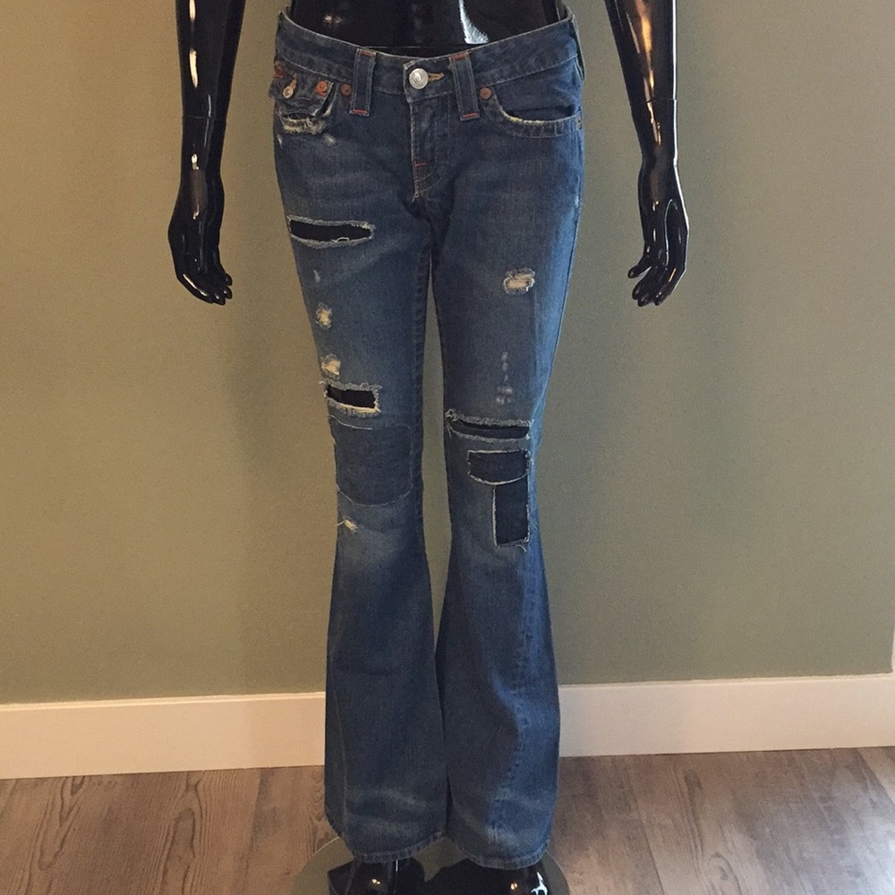 True Religion distressed Joey jeans.